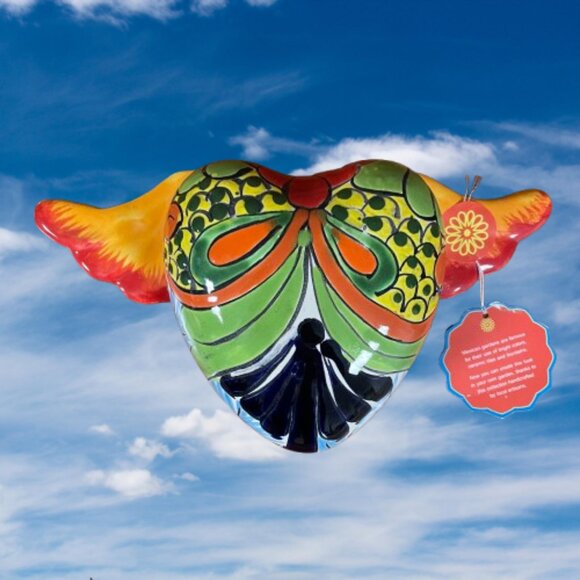 NWT Talavera Ceramic Clay Flying Heart With Wings Colorful Hand Crafted Mexico - Picture 2 of 16